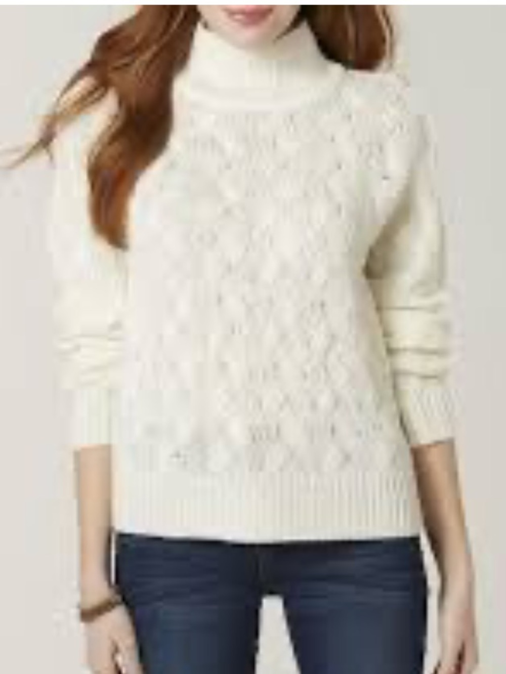 JOE BOXER Cream Cable Knit Mock  Turtleneck Sweater XL NWOT